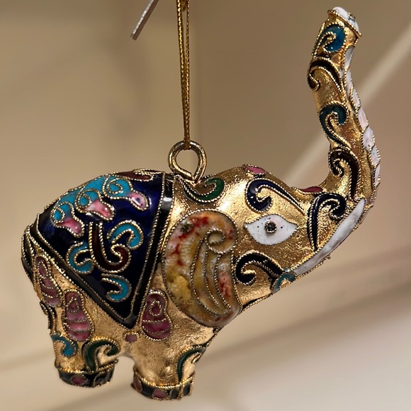 3 Vintage Cloisonné Enameled gold tone metallic Figurine Ornaments, ~3” - Picture 4 of 17